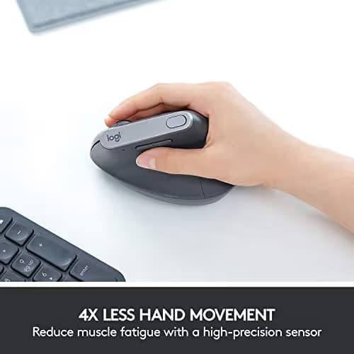 Logitech MX Vertical Advanced Ergonomic Mouse, Wireless via Bluetooth or Included USB Receiver (Renewed) image
