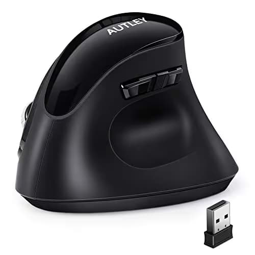 AUTLEY Ergonomic Mouse, 2.4G Wireless Vertical Mouse Optical Wireless Mouse with 800/1200/1600 DPI, for Laptop, PC, Computer, MacBook, Black main image