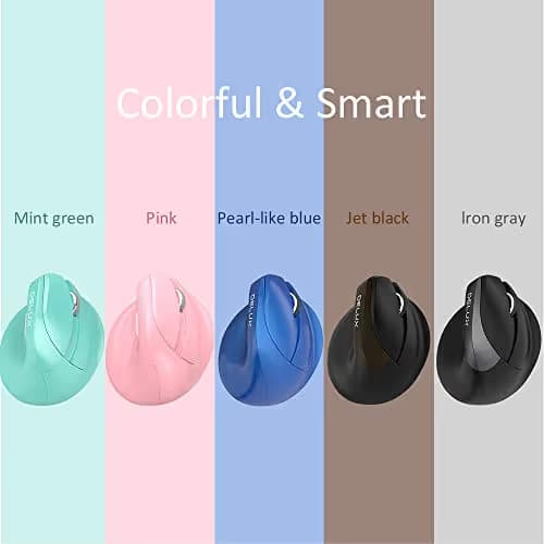 Delux Rechargeable Silent Ergonomic Mouse, Wireless Vertical Mouse with BT 4.0 and Nano Receiver, 6 Buttons and 4 Gear DPI RGB Optical Mice for Laptop PC Computer (M618mini-Jet) image