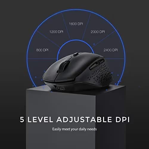 VicTsing Wireless Mouse Rechargeable, 2020 Unique Comfortable Ergonomic Mouse, Noiseless/Adjustable 2400Dpi/6 Buttons, Cordless Mice with USB Receiver for PC, Computer, Laptop, MacBook image