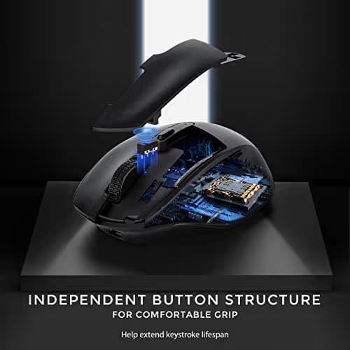 VicTsing Wireless Mouse Rechargeable, 2020 Unique Comfortable Ergonomic Mouse, Noiseless/Adjustable 2400Dpi/6 Buttons, Cordless Mice with USB Receiver for PC, Computer, Laptop, MacBook image
