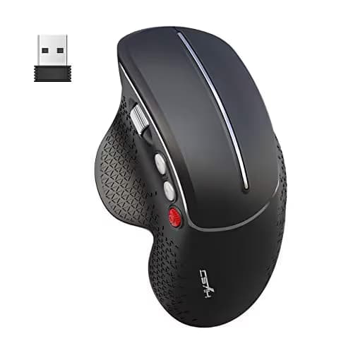 2.4G Wireless Right-Handed Vertical Mouse, Side Scrolling and Ergonomic Design Reducing Wrist Pain, 4 Adjustable DPI 800/1600/2400/3600, Next/Previous Page Buttons for Laptop, Desktop, PC (Black) main image