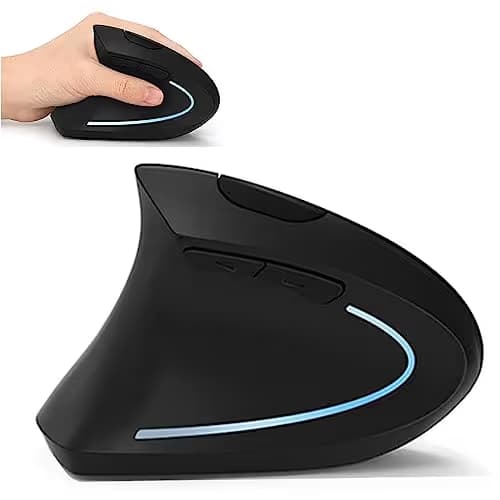Left Handed Mouse, Lekvey Wireless 2.4G USB Left Hand Ergonomic Vertical Mouse, Less Noise - Black main image