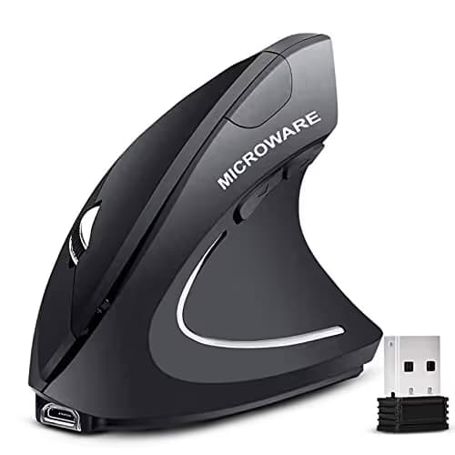 Ergonomic Mouse, Vertical Wireless Mouse-Ulytech Rechargeable 2.4GHz Optical Wireless Mouse: 3 Adjustable DPI 1000/1200/1600 Levels 6 Buttons, for Laptop, PC, Computer, Desktop, Notebook etc. image