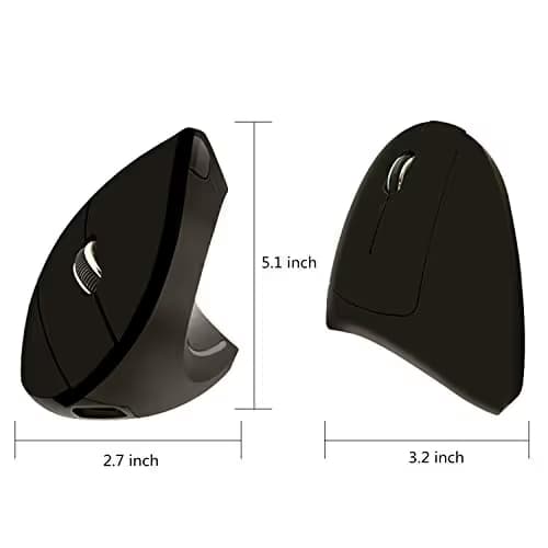 Ergonomic Mouse, Vertical Wireless Mouse-Ulytech Rechargeable 2.4GHz Optical Wireless Mouse: 3 Adjustable DPI 1000/1200/1600 Levels 6 Buttons, for Laptop, PC, Computer, Desktop, Notebook etc. image
