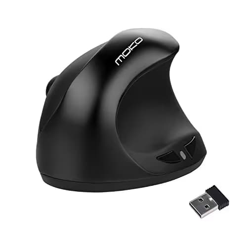 MoKo Wireless Mouse, 2.4G Ergonomic Vertical Wrist Rest Mouse with 3 Adjustable DPI Levels and 6 Buttons for Laptop, PC, Notebook, Chromebook, MacBook - Black image
