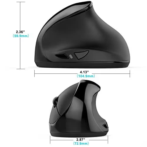 MoKo Wireless Mouse, 2.4G Ergonomic Vertical Wrist Rest Mouse with 3 Adjustable DPI Levels and 6 Buttons for Laptop, PC, Notebook, Chromebook, MacBook - Black image
