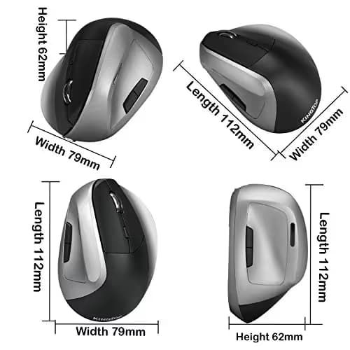 KINGTOP Vertical Mouse Ergonomic Optical Wireless Mouse Rechargeable for Notebook, PC, Laptop, Computer, Desktop, 6 Adjustable DPI Levels 6 Buttons Reduces Hand/Wrist Pain image