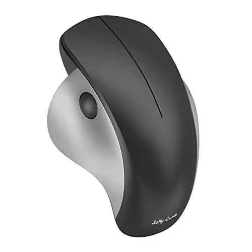Ergonomic Wireless Mouse, Jelly Comb MV021 2.4Ghz Precision Cordless Mouse with Thumb-Operated Scrollball, Less Noise, Optical Mice for Laptop PC Windows Computer (Black and Silver) image