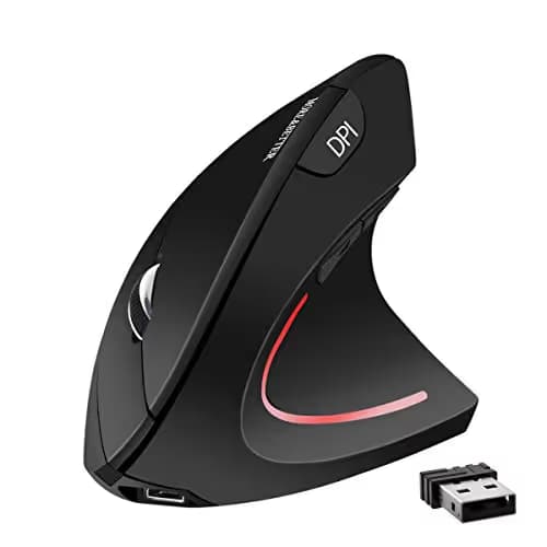 More&Better Wireless Vertical Mouse 2.4G USB Rechargeable Ergonomic Optical Computer Mouse, Black main image