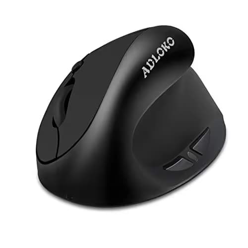 Wireless Mouse, ADLOKO Vertical Ergonomic Optical USB Rechargeable Mice Adjustable Sensitivity 800/1200 /1600 DPI for Laptop, Chromebook, PC, Desktop image
