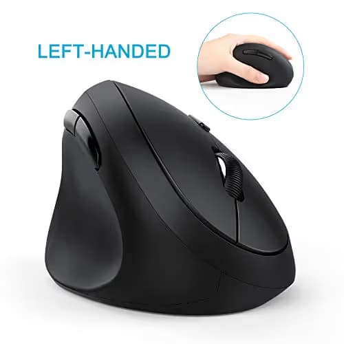 Left-Handed Mouse, Jelly Comb Wireless 2.4GHz Left Hand Ergonomic Vertical Mouse with USB Receiver, Sensitive and Quiet Click MV09E image