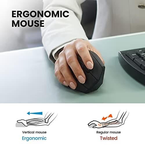 Perixx PERIMICE-608 Wireless Vertical Mouse, 6 Button, 800/1000/1600 DPI, Right Handed Design image