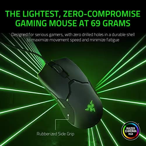 Razer Viper Ultralight Ambidextrous Wired Gaming Mouse: Fastest Mouse Switch in Gaming - 16,000 DPI Optical Sensor - Chroma RGB Lighting - 8 Programmable Buttons - Drag-Free Cord (Renewed) image