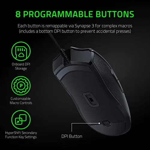 Razer Viper Ultralight Ambidextrous Wired Gaming Mouse: Fastest Mouse Switch in Gaming - 16,000 DPI Optical Sensor - Chroma RGB Lighting - 8 Programmable Buttons - Drag-Free Cord (Renewed) image