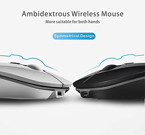 Picktech Q5 Slim Rechargeable Wireless Mouse, 2.4G Portable Optical Silent Ultra Thin Wireless Computer Mouse with USB Receiver and Type C Adapter, Compatible with PC, Laptop, Desktop (Rose Gold) image