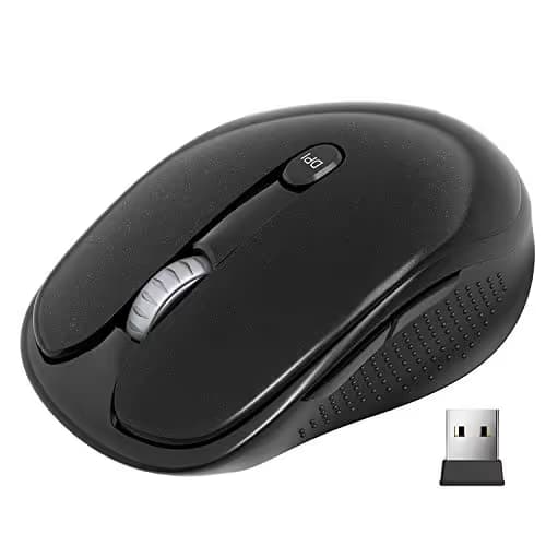 Wireless Silent Mouse, WISFOX 2.4G Wireless Laptop Mouse with USB Nano Receiver, 3 Adjustable DPI Levels and 6 Buttons, Power On-Off Switch, A Long Battery Life Ideal for Work, Study, Sport Fan main image