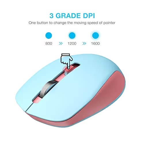 Wireless Mouse, seenda 2.4G Wireless Computer Mouse with Nano Receiver 3 Adjustable DPI Levels, Portable Mobile Optical Mice for Laptop, PC, Chromebook, Computer, Notebook, Pink & Blue image