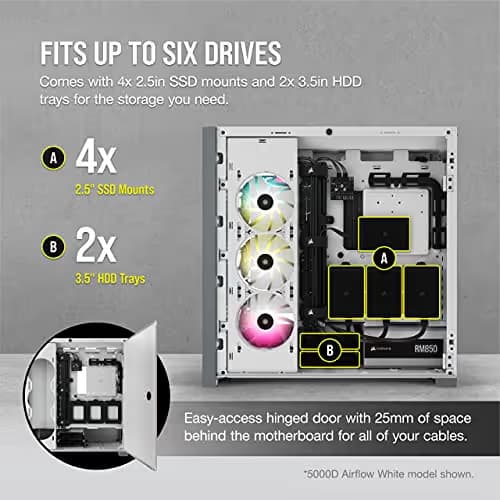Corsair 5000D AIRFLOW ATX Mid Tower White / Gray Tempered Glass Side Panel image