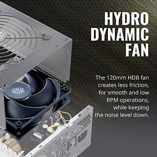 Cooler Master MWE Gold 650 V2 Fully Modular, 650W, 80+ Gold Efficiency, 2 EPS Connectors, 120mm HDB Fan, Semi-fanless Operation, 5 Year Warranty image