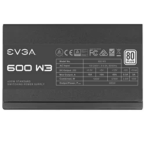 EVGA 600 W3, 80+ WHITE 600W, 3 Year Warranty, Power Supply image