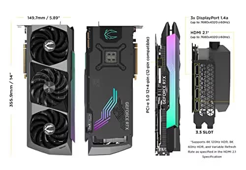 Zotac AMP Extreme Core Holo GeForce RTX 3090 Ti 24GB GDDR6X Black image