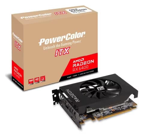 PowerColor Radeon RX 6400 4GB GDDR6 PCI Express 4.0 ITX Video Card AXRX 6400 4GBD6-DH main image