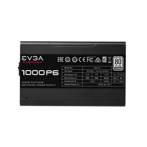 EVGA SuperNOVA Black / Silver 1000 P6 1000W Fully Modular 80+ Platinum Certified ATX image