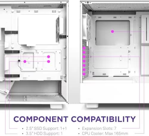 NZXT H5 Flow (2022) ATX Mid Tower White with Tempered Glass Side Panel and USB 3.2 Gen 2x2 Type-C / USB 3.2 Gen 1 Type-A image