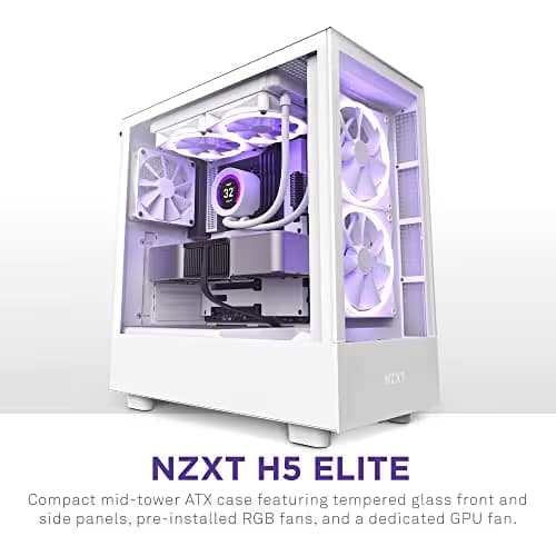 NZXT H5 Elite ATX Mid Tower White Tempered Glass image