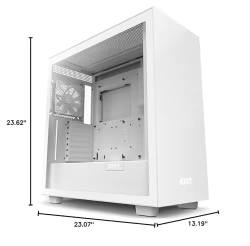 NZXT H7 - CM-H71BW-01 - ATX Mid Tower PC Gaming Case - Front I/O USB Type-C Port - Quick-Release Tempered Glass Side Panel - White image