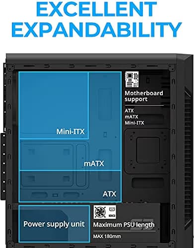Zalman S3 ATX Mid Tower Black with Tempered Glass Side Panel and USB 3.2 Gen 1 Type-A, USB 2.0 Type-A Front Panel image