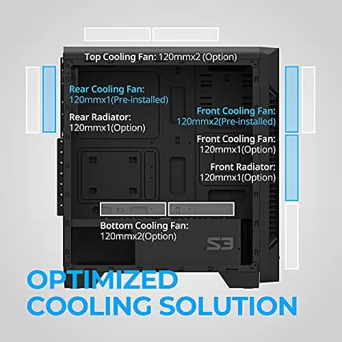 Zalman S3 ATX Mid Tower Black with Tempered Glass Side Panel and USB 3.2 Gen 1 Type-A, USB 2.0 Type-A Front Panel image