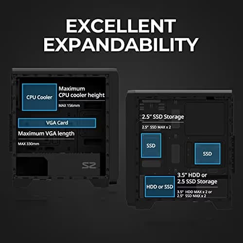 Zalman S2 ATX Mid Tower Black with Acrylic Side Panel and USB 3.2 Gen 1 Type-A, USB 2.0 Type-A image