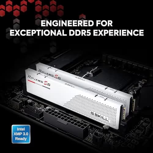 G.SKILL Ripjaws S5 Series (Intel XMP 3.0) DDR5 RAM 64GB (2x32GB) 5200MT/s CL36-36-36-83 1.25V Desktop Computer Memory UDIMM - Matte White image