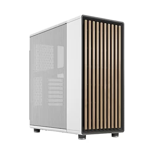 Fractal Design North ATX Mid Tower PC Case - Chalk White with Walnut Front and Mesh Side Panel image