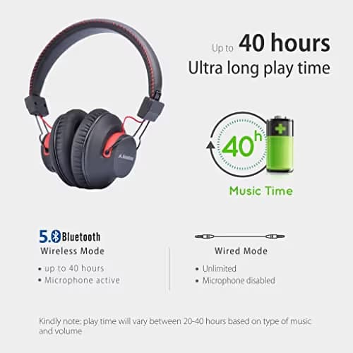 Avantree Audition Closed-Back Headphones (Black / Red) image