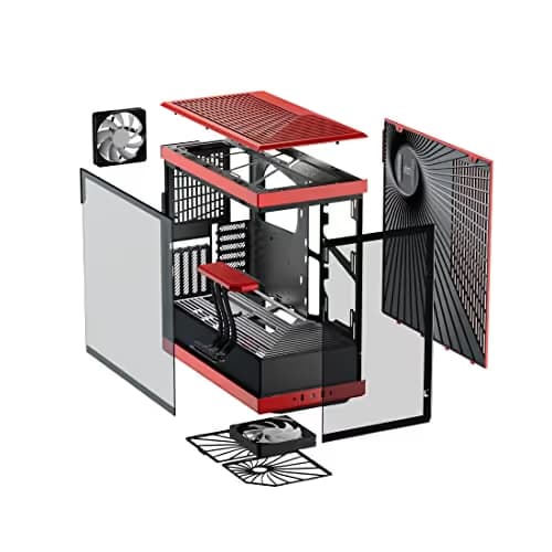 HYTE Y40 ATX Mid Tower Red / Black with Tempered Glass Side Panel and USB 3.2 Gen 2 Type-C, USB 3.2 Gen 1 Type-A image