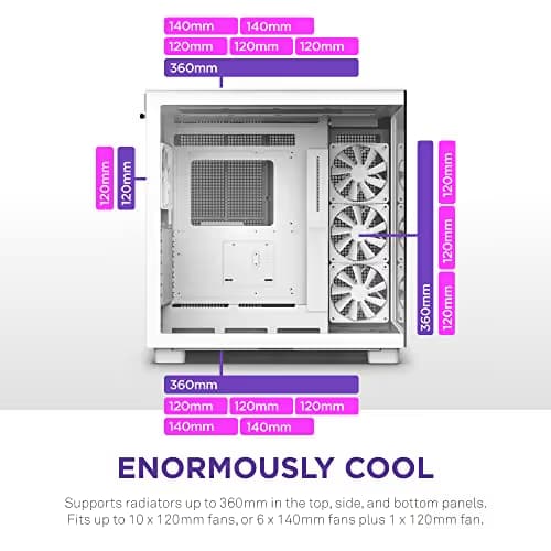 NZXT H9 Flow ATX Mid Tower White with Tempered Glass Side Panel and USB 3.2 Gen 2x2 Type-C, USB 3.2 Gen 1 Type-A Front Panel image