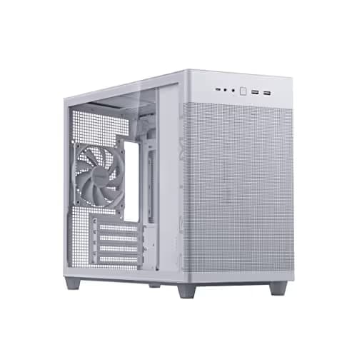 Asus Prime AP201 Micro ATX Mini Tower White Tempered Glass Side Panel, USB 3.2 Gen 2 Type-C, USB 3.2 Gen 1 Type-A main image