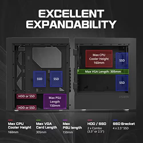 Zalman T7 ATX Compact Mid-Tower PC Case w/ Tempered Glass Side Panel image