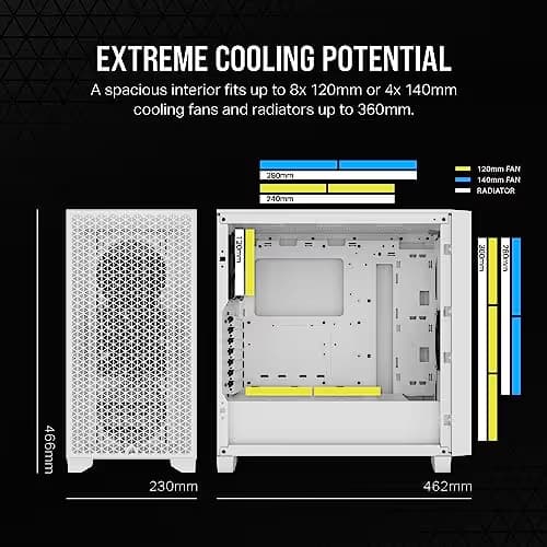 Corsair 3000D AIRFLOW ATX Mid Tower White Tempered Glass Side Panel, USB 3.2 Gen 1 Type-A Front Panel image