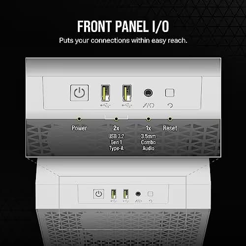 Corsair 3000D AIRFLOW ATX Mid Tower White Tempered Glass Side Panel, USB 3.2 Gen 1 Type-A Front Panel image