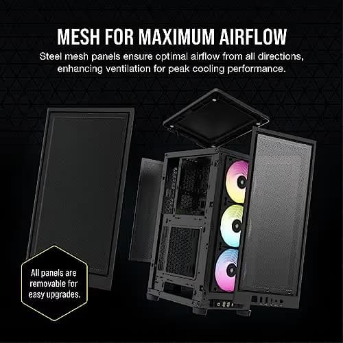 Corsair 2000D RGB AIRFLOW Mini-ITX Tower Black Mesh Side Panel, USB 3.2 Gen 2 Type-C, USB 3.2 Gen 1 Type-A image