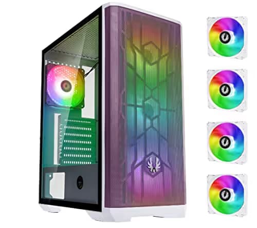 BitFenix Nova Mesh SE ATX Mid Tower White / Purple with Tempered Glass Side Panel and USB 3.2 Gen 1 Type-A main image