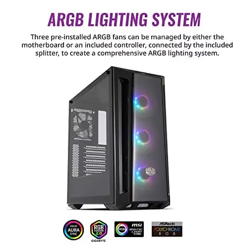 Cooler Master MasterBox MB520 ARGB ATX Mid Tower Black with Tempered Glass Side Panel image