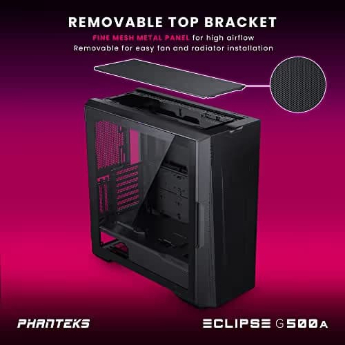 Phanteks ECLIPSE G500A ATX Mid Tower Black Tempered Glass Side Panel DRGB image