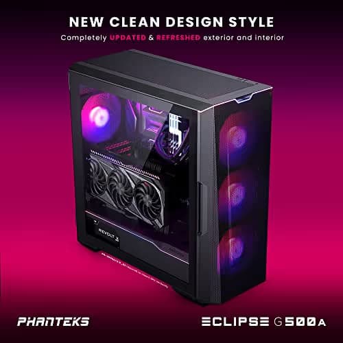 Phanteks ECLIPSE G500A ATX Mid Tower Black Tempered Glass Side Panel DRGB image