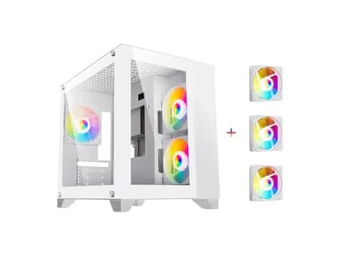 DIYPC ARGB-Q3 Micro ATX Mini Tower Green with Tempered Glass Side Panel and USB 3.2 Gen 1 Type-A USB 2.0 Type-A image