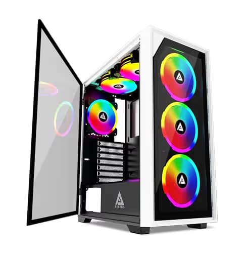 Apevia Genesis Pro ATX Mid Tower White Tempered Glass Side Panel, USB 3.2 Gen 1 Type-C and USB 2.0 Type-A Front Panel main image